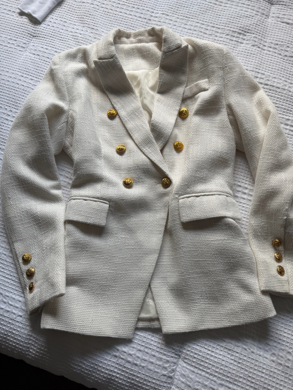 Women’s Cream Blazer with Gold Buttons